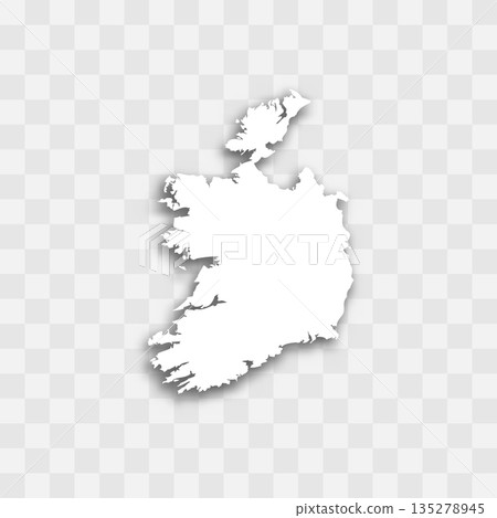 Ireland high detailed vector representation of country silhouette. White color on transparent background with dropped shadow. For educational, decorative, or informational use. Ireland high detailed vector representation of country silhouette. White color on transparent background with dropped shadow. For educational, decorative, or informational use. 135278945