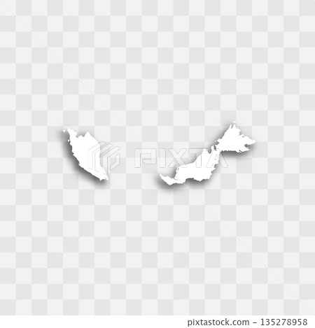 Malaysia high detailed vector representation of country silhouette. White color on transparent background with dropped shadow. For educational, decorative, or informational use. Malaysia high detailed vector representation of country silhouette. White color on transparent background with dropped shadow. For educational, decorative, or informational use. 135278958