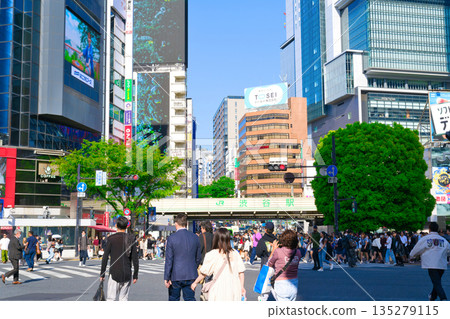 【東京】五月澀谷車站前的翠綠景色 135279115
