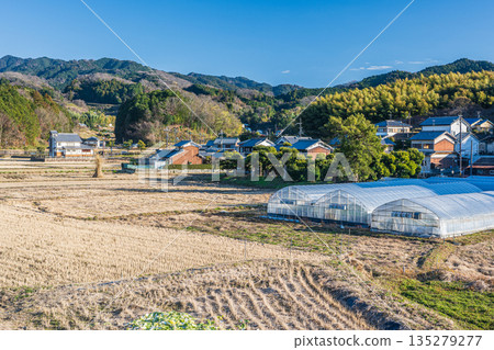 奈良縣飛鳥村的冬季鄉村景色 135279277