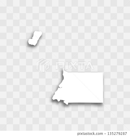 Equatorial Guinea high detailed vector representation of country silhouette. White color on transparent background with dropped shadow. For educational, decorative, or informational use. 135279287