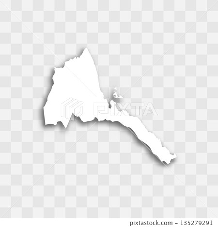 Eritrea high detailed vector representation of country silhouette. White color on transparent background with dropped shadow. For educational, decorative, or informational use. 135279291