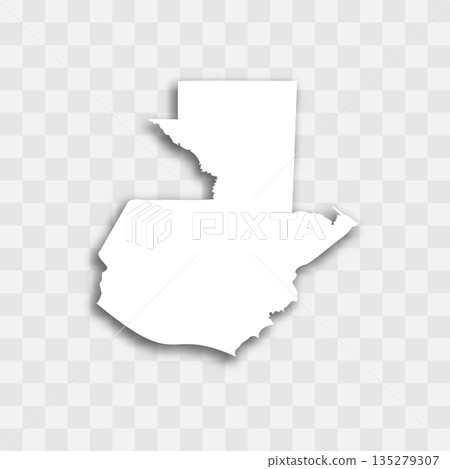 Guatemala high detailed vector representation of country silhouette. White color on transparent background with dropped shadow. For educational, decorative, or informational use. 135279307