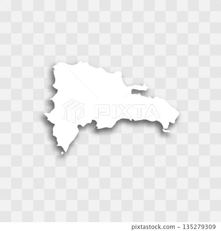 Dominican Republic high detailed vector representation of country silhouette. White color on transparent background with dropped shadow. For educational, decorative, or informational use. 135279309
