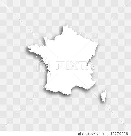 France high detailed vector representation of country silhouette. White color on transparent background with dropped shadow. For educational, decorative, or informational use. 135279338