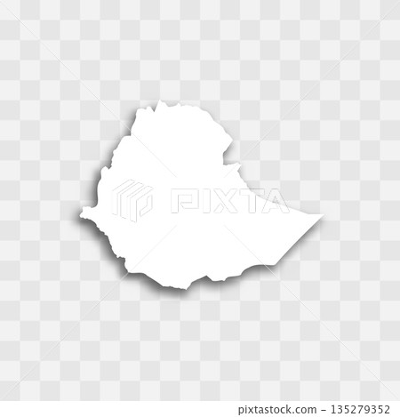 Ethiopia high detailed vector representation of country silhouette. White color on transparent background with dropped shadow. For educational, decorative, or informational use. 135279352