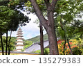 Stone pagoda in Beomeosa Temple in traditional korean style, Busan, South Korea. Autumn landscape in Beomeosa Temple complex, Busan, Republic of Korea. Topic of vacation, travel, cruises and tours 135279383
