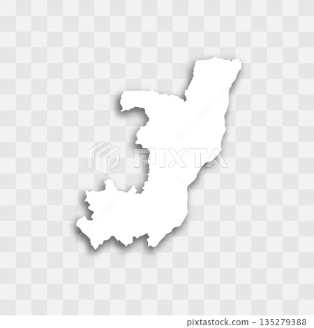Republic of the Congo high detailed vector representation of country silhouette. White color on transparent background with dropped shadow. For educational, decorative, or informational use. 135279388