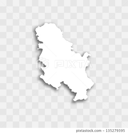 Serbia high detailed vector representation of country silhouette. White color on transparent background with dropped shadow. For educational, decorative, or informational use. Serbia high detailed vector representation of country silhouette. White color on transparent background with dropped shadow. For educational, decorative, or informational use. 135279395