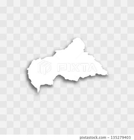 Central African Republic high detailed vector representation of country silhouette. White color on transparent background with dropped shadow. For educational, decorative, or informational use. Central African Republic high detailed vector representation of country silhouette. White color on transparent background with dropped shadow. For educational, decorative, or informational use. 135279403
