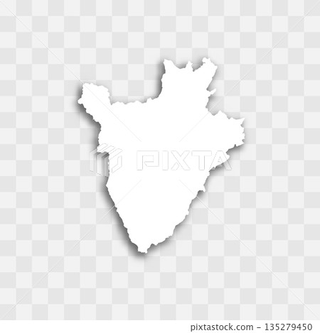 Burundi high detailed vector representation of country silhouette. White color on transparent background with dropped shadow. For educational, decorative, or informational use. 135279450