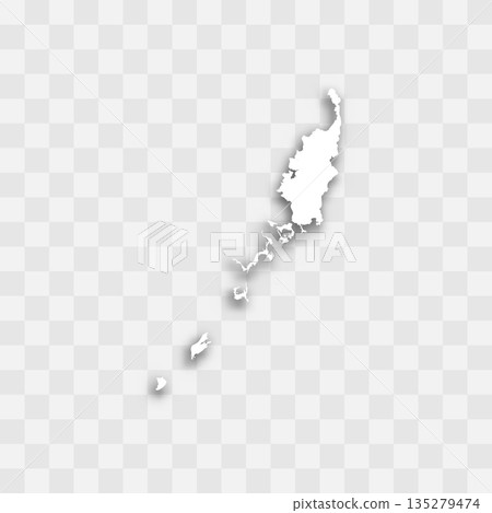 Palau high detailed vector representation of country silhouette. White color on transparent background with dropped shadow. For educational, decorative, or informational use. 135279474