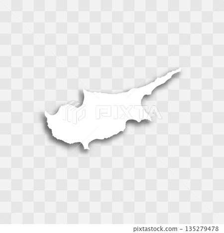 Cyprus high detailed vector representation of country silhouette. White color on transparent background with dropped shadow. For educational, decorative, or informational use. 135279478