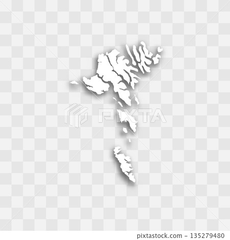 Faroe Islands high detailed vector representation of country silhouette. White color on transparent background with dropped shadow. For educational, decorative, or informational use. 135279480