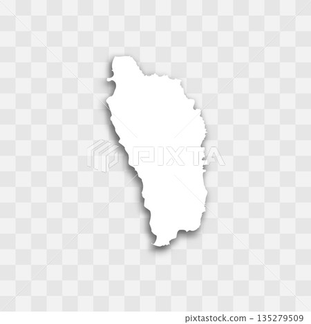 Dominica high detailed vector representation of country silhouette. White color on transparent background with dropped shadow. For educational, decorative, or informational use. Dominica high detailed vector representation of country silhouette. White color on transparent background with dropped shadow. For educational, decorative, or informational use. 135279509