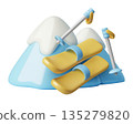 Mountain skiing and winter sports 3d icon 135279820