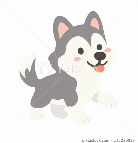 Cute Husky Dog Illustration Cute Husky Dog Illustration 135280086