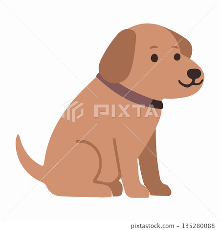 Illustration of a Sitting Brown Dog Illustration of a Sitting Brown Dog 135280088