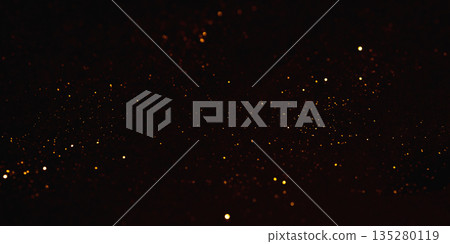 Golden abstract bokeh on black background. 135280119