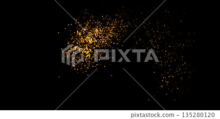 Golden abstract bokeh on black background. 135280120