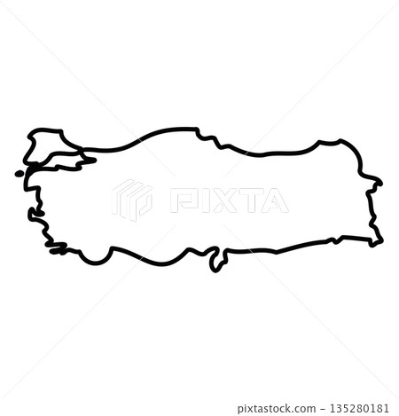 Turkey - solid black outline border map of country area. Simple flat vector illustration. Turkey - solid black outline border map of country area. Simple flat vector illustration. 135280181
