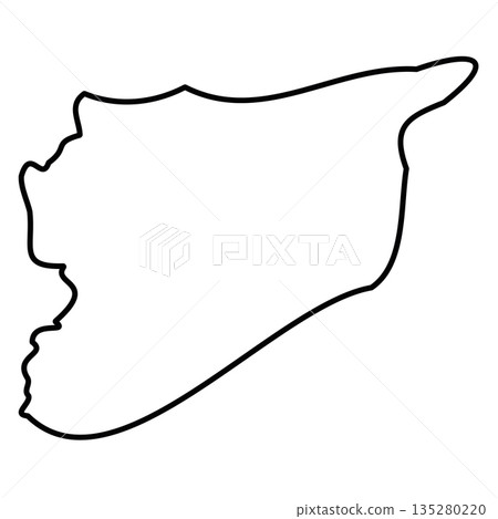 Syria - solid black outline border map of country area. Simple flat vector illustration. 135280220