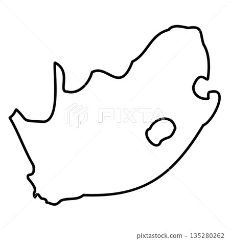 South Africa - solid black outline border map of country area. Simple flat vector illustration. South Africa - solid black outline border map of country area. Simple flat vector illustration. 135280262