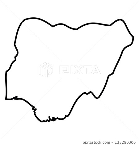 Nigeria - solid black outline border map of country area. Simple flat vector illustration. 135280306