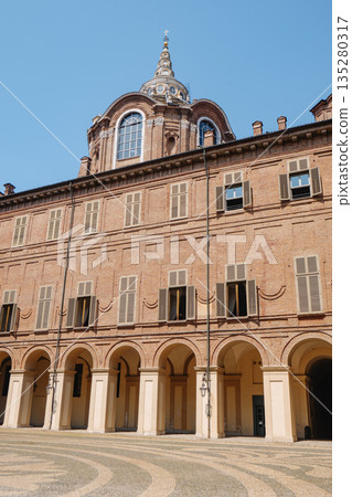 courtyard of Palazzo Reale di Torino and dome 135280317