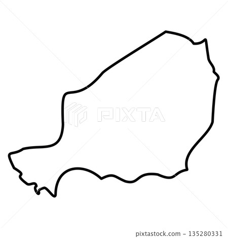 Niger - solid black outline border map of country area. Simple flat vector illustration. 135280331