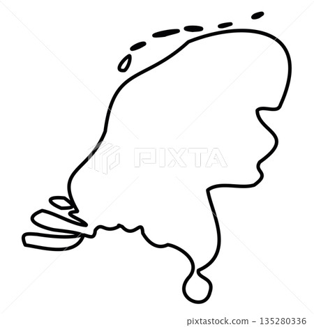 Netherlands, Holland - solid black outline border map of country area. Simple flat vector illustration. Netherlands, Holland - solid black outline border map of country area. Simple flat vector illustration. 135280336