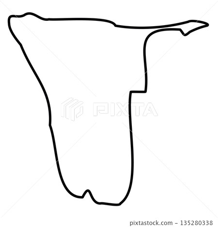 Namibia - solid black outline border map of country area. Simple flat vector illustration. 135280338