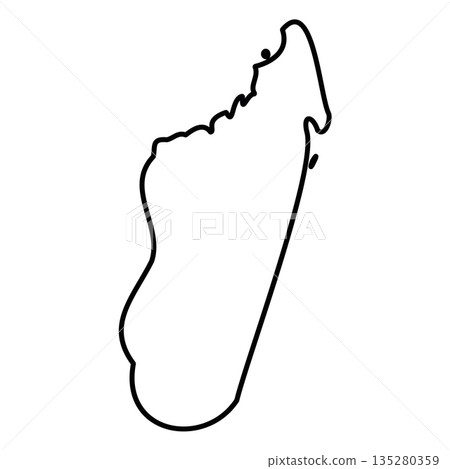 Madagascar - solid black outline border map of country area. Simple flat vector illustration. Madagascar - solid black outline border map of country area. Simple flat vector illustration. 135280359
