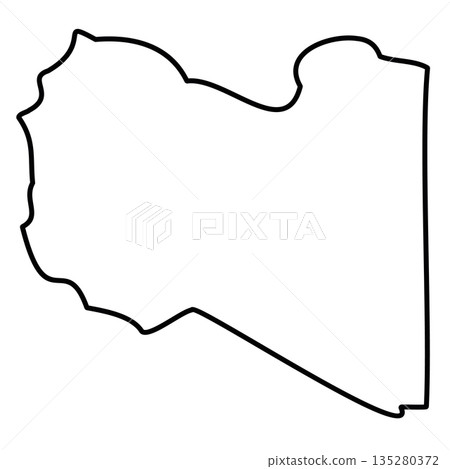 Libya - solid black outline border map of country area. Simple flat vector illustration. 135280372