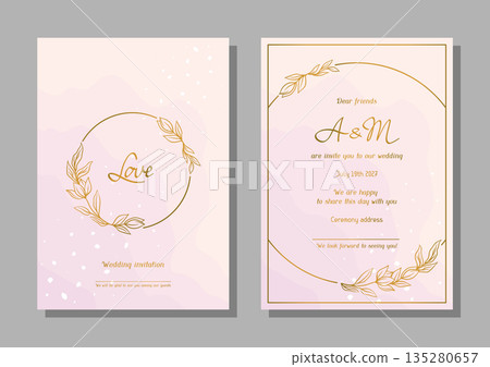 Wedding invitation card. Marriage background with pretty stylized floral twigs. Wedding invitation card. Marriage background with pretty stylized floral twigs. 135280657