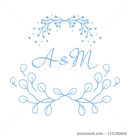 Wedding frame for invitation card. Marriage background with pretty stylized floral plants twigs. Wedding frame for invitation card. Marriage background with pretty stylized floral plants twigs. 135280668