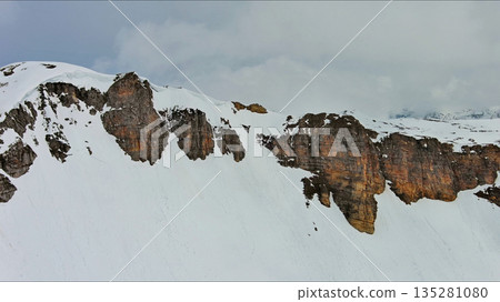 Snow mountain range landscape with clouds Alps Snow mountain range landscape with clouds Alps 135281080