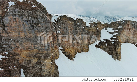 Snow mountain range landscape with clouds Alps Snow mountain range landscape with clouds Alps 135281081