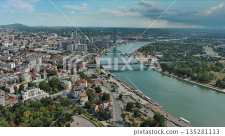 Belgrade city and bridges over Sava river Belgrade city and bridges over Sava river 135281113