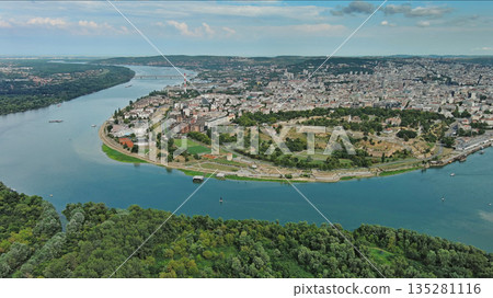 Belgrade Serbia isalnd and Sava and Danube rivers Belgrade Serbia isalnd and Sava and Danube rivers 135281116