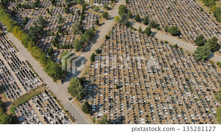 Densely packed cemetery graveyard Densely packed cemetery graveyard 135281127