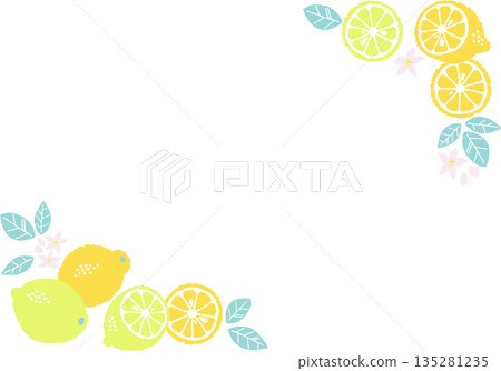Retro style simple and pop lemon illustration corner 135281235