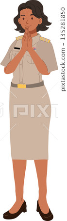 thai government officer female character performing traditional wai greeting illustration thai government officer female character performing traditional wai greeting illustration 135281850