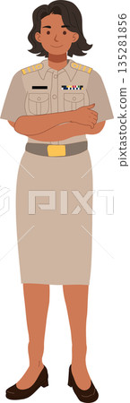 woman civil servant standing confidently official uniform 135281856
