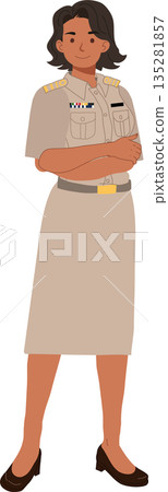 female government officer in official uniform standing confidently 135281857