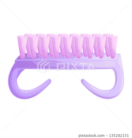 Colorful nail brush, pedicure. Icon on a white background. The concept of beauty and nail design. Isolated vector illustration for print design, banner, postcard, brochure, flyer. 135282131