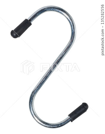 Metal hook with black plastic tips on isolated background Metal hook with black plastic tips on isolated background 135282556