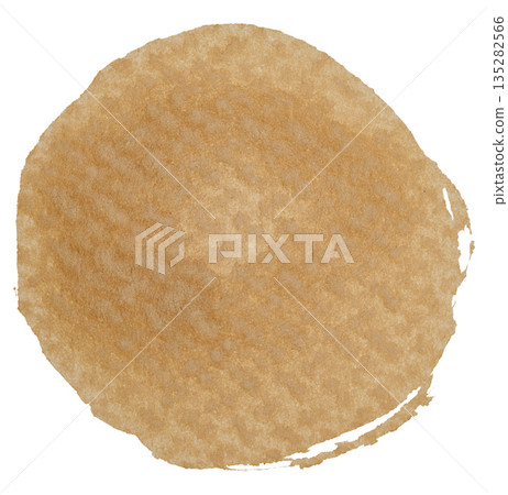 A round coffee stain with a distinct texture on an isolated background A round coffee stain with a distinct texture on an isolated background 135282566