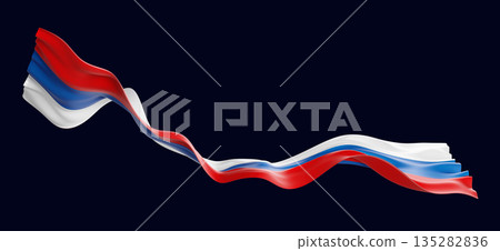 Russian flag isolated on dark blue background 3D render 135282836
