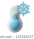 Cold temperature blue thermometer 3d winter weather icon with a snowflake 135283077